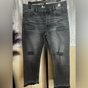 The Kooples Black Distressed Cropped Jeans